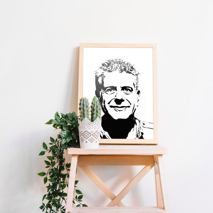 Anthony Bourdain Art Print | Celebrity Chef | Food Lover Decor | Minimalist Pop Culture Wall Art