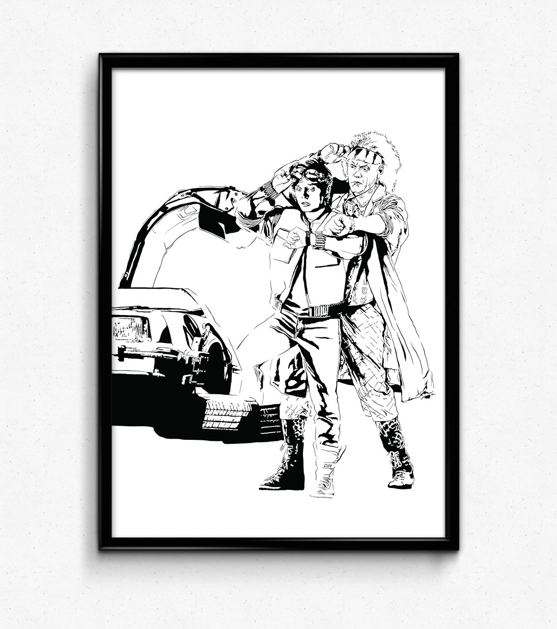 art print digital illustration back to the future 2 bttf2 of doc and marty mcfly cover art