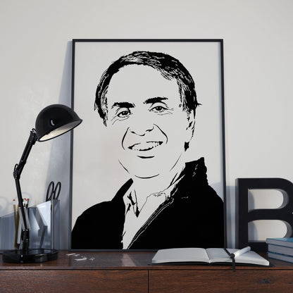 Carl Sagan Art Print | Science History Decor | Space Stuff | Minimalist Pop Culture Wall Art