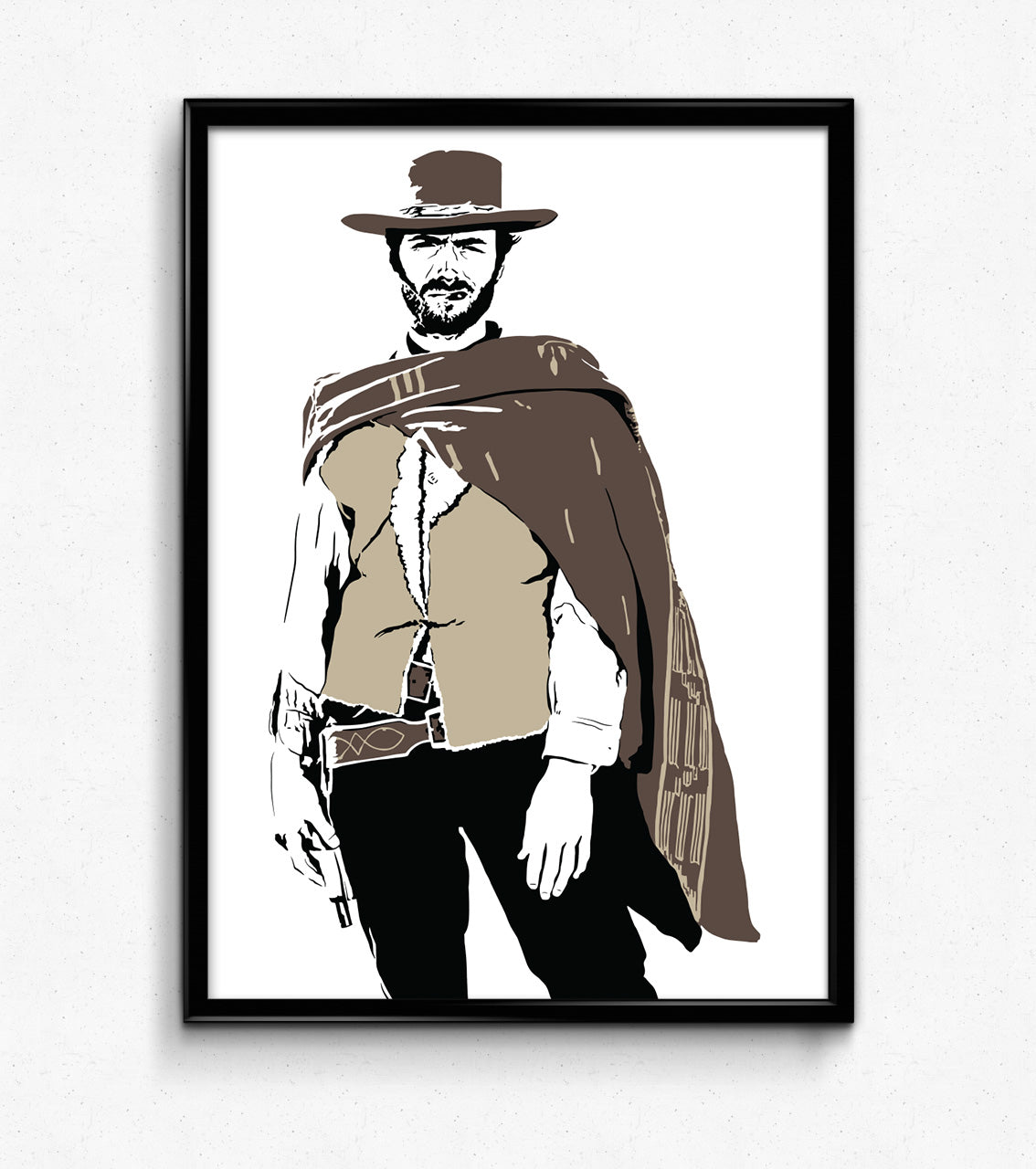 Man With No Name Art Print | Clint Eastwood | Westerns Decor | Minimalist Pop Culture Wall Art