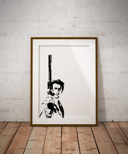 Dirty Harry Art Print | Clint Eastwood | Movie Lover Decor | Minimalist Pop Culture Wall Art