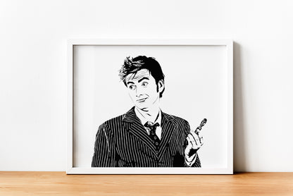 Doctor Who Art Print | Science Fiction Decor | David Tennant |Minimalist Pop Culture Wall Art