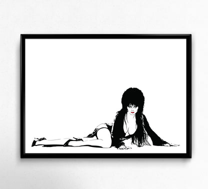 Elvira Art Print | Mistress of the Dark | Horror Film Decor | Minimalist Pop Culture Wall Art