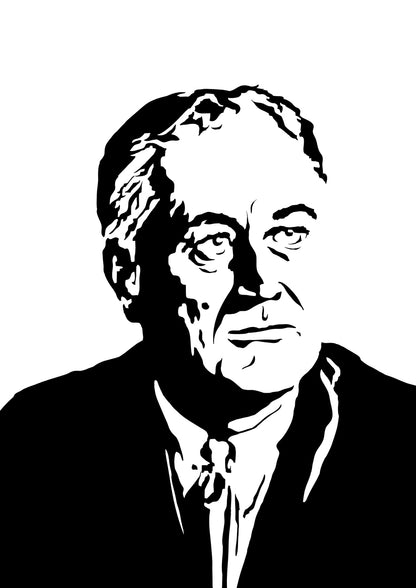 minimalist black and white digital illustration portrait of president franklin delano roosevelt aka FDR