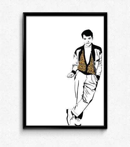 Ferris Bueller Art Print | Matthew Broderick | 80s Nostalgia Decor | Minimalist Pop Culture Wall Art