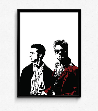 Fight Club Art Print | Edward Norton Jr and Brad Pitt | Modern Cinema Decor | Minimalist Pop Culture Wall Art