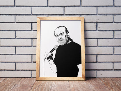 George Carlin Art Print | Stand-Up Comedy Decor | Minimalist Pop Culture Wall Art