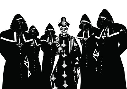 Ghost Art Print | Rock Music Lover Decor | Papa Emeritus II and Nameless Ghouls | Minimalist Pop Culture Wall Art