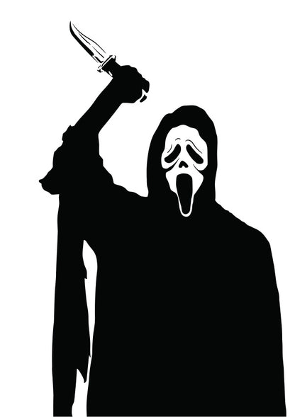 digital illustration of minimalistic stencil pop art of ghostface killer from scream movies