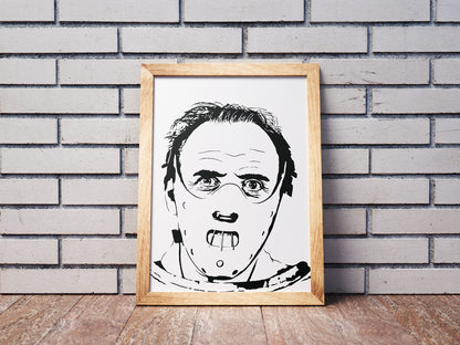 Hannibal Lecter Art Print | Thriller Films Decor | Silence of the Lambs | Minimalist Pop Culture Wall Art