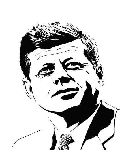 digital minimalist stencil illustration of president john f kennedy jfk united states history