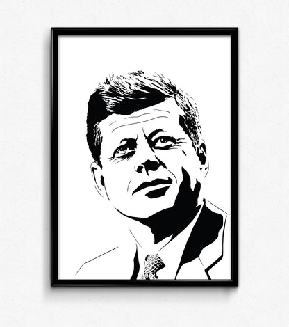 John F. Kennedy Art Print | American History Decor | JFK | Minimalist Pop Culture Wall Art