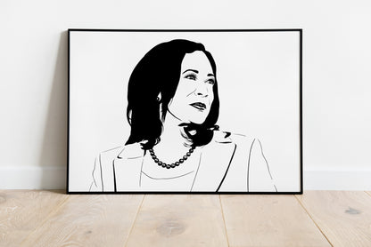 Kamala Harris Art Print | American History Decor | Vice President | Minimalist Pop Culture Wall Art