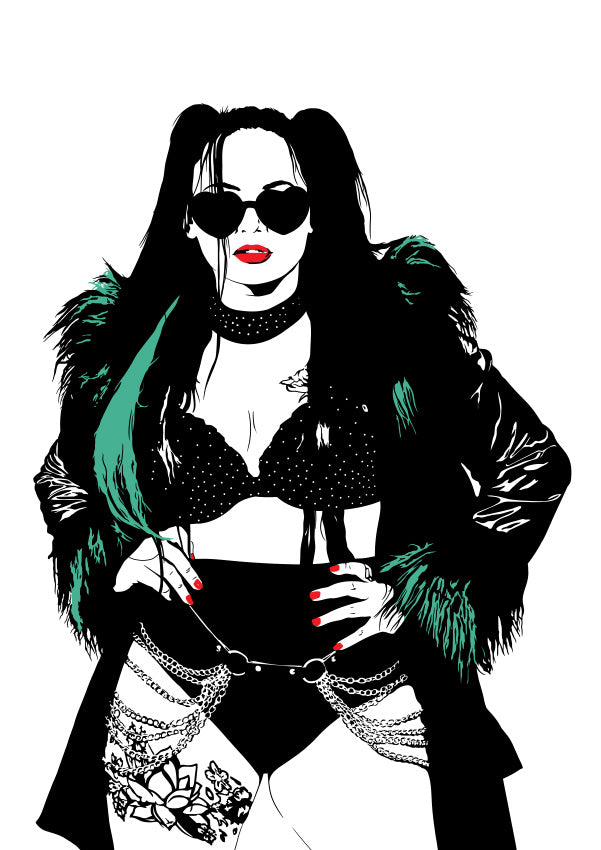 digital art illustration of british wrestling star lana austin experience manchester pro poster