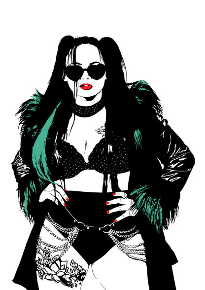 digital art illustration of british wrestling star lana austin experience manchester pro poster