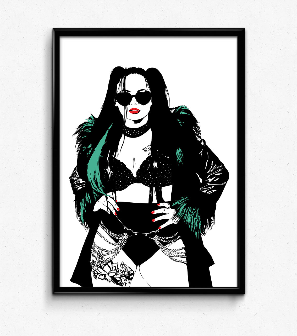 digital art illustration of british wrestling star lana austin experience manchester pro framed poster