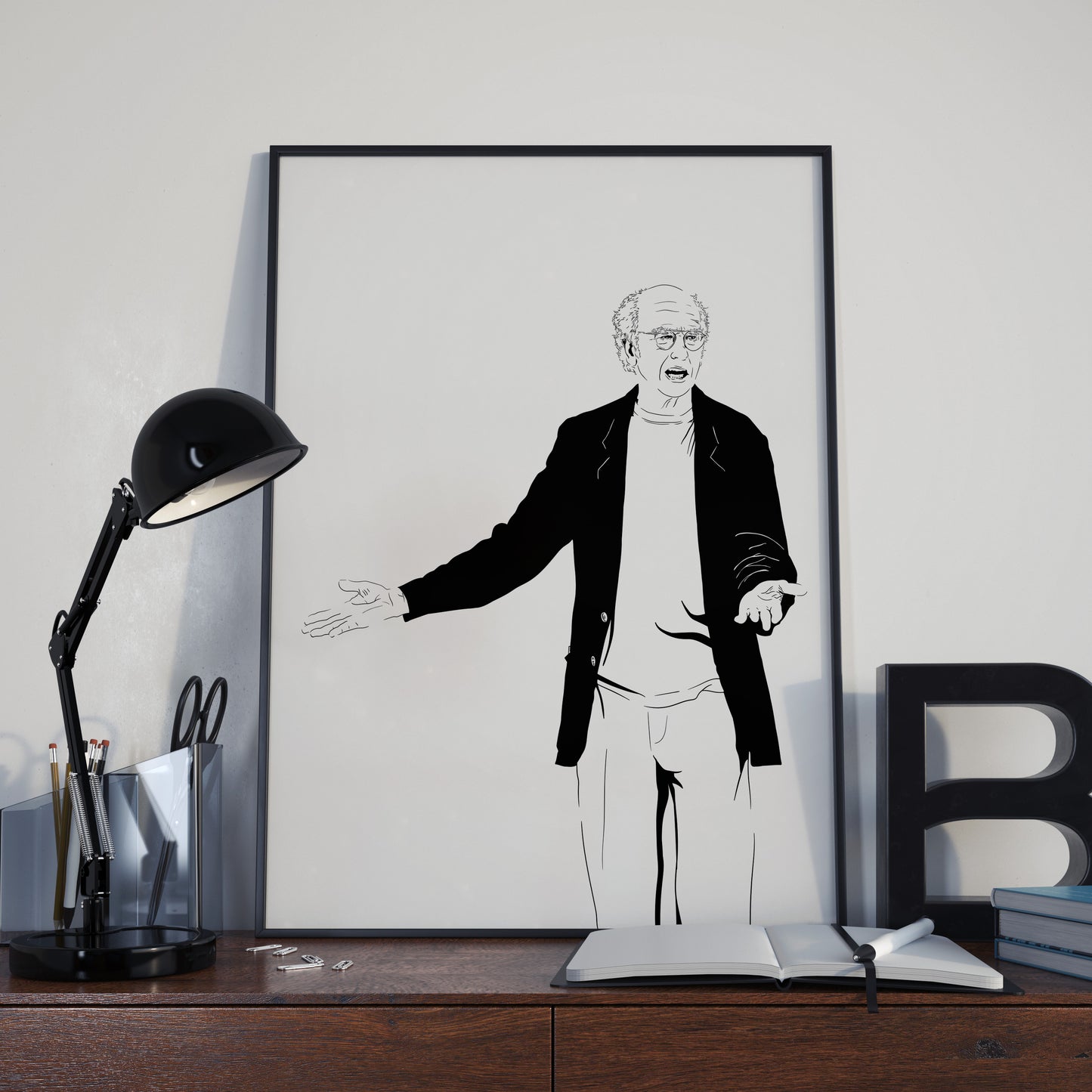 Larry David Art Print | Television & Comedy Decor | Curb Your Enthusiasm | Minimalist Pop Culture Wall Art