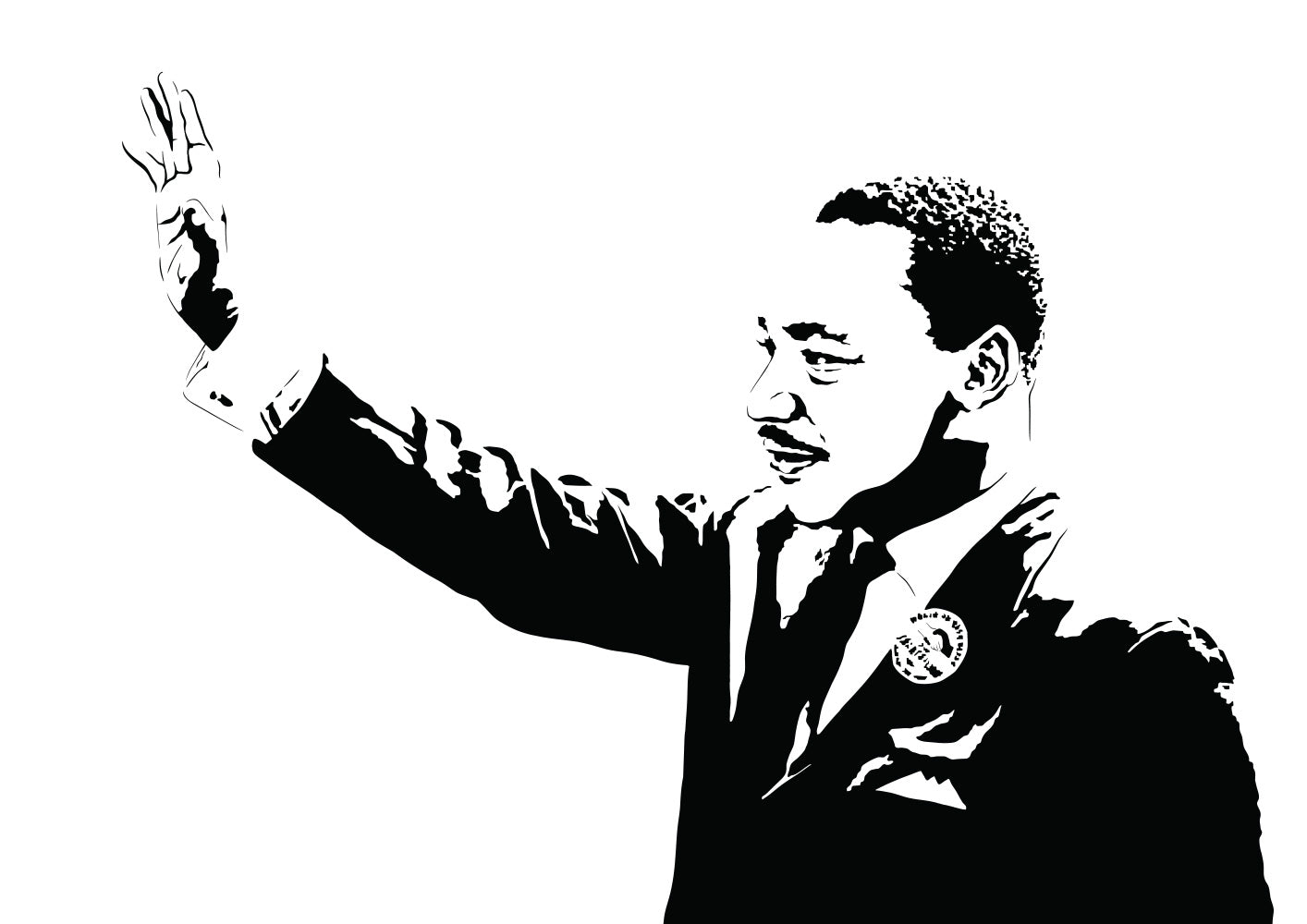 digital minimalist stencil illustration of civil rights activist dr martin luther king jr waving after his speech