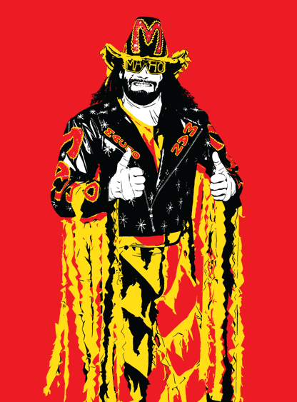 Macho Man Randy Savage Art Print | Old School Wrestling Decor | Minimalist Pop Culture Wall Art