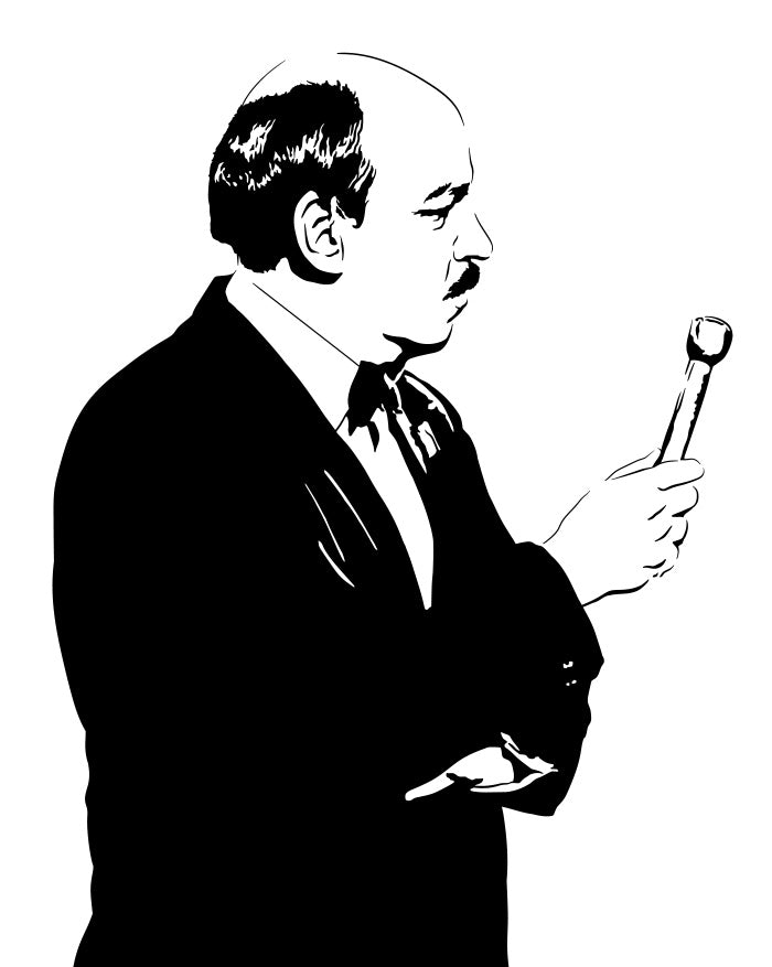  digital minimalist stencil illustration of WWF interviewer mean gene okerlund holding his microphone