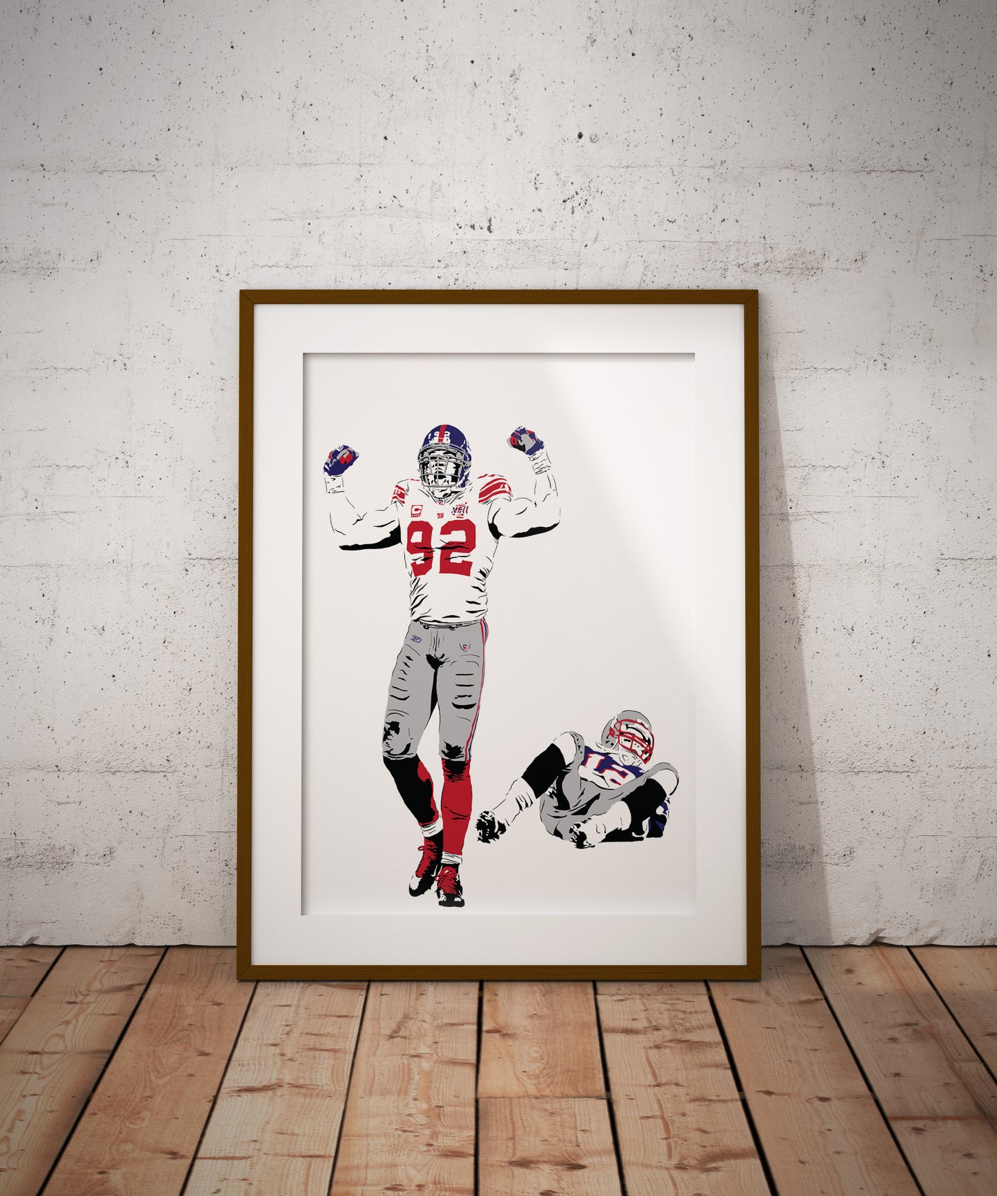 Michael Strahan Sacking Tom Brady Art Print | Football Fan Decor | New York Giants | Minimalist Pop Culture Wall Art