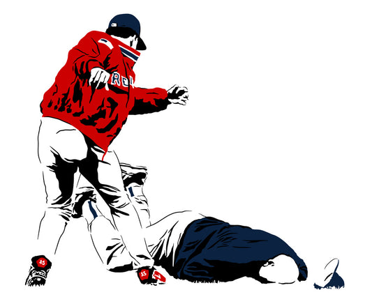 Pedro Martinez Throwing Don Zimmer on the Ground Art Print | Baseball Fan Decor | New York Yankees | Minimalist Pop Culture Wall Art