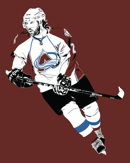 Peter Forsberg Art Print | Hockey Fan Decor | Colorado Avalanche | Minimalist Pop Culture Wall Art