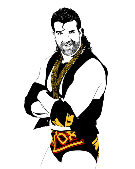 digital minimalist stencil illustration of professional wrestling legend razor ramon played by scott hall 