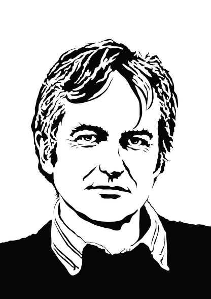 digital minimalist stencil illustration of evolutionary biologist and author richard dawkins in portrait