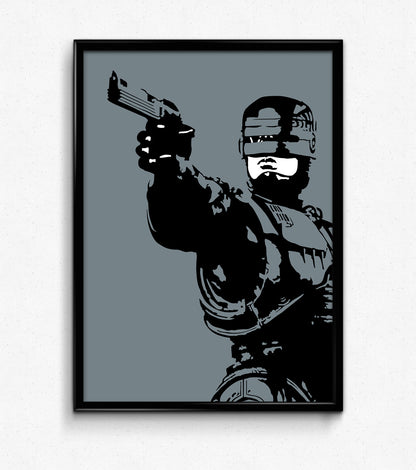 Robocop Art Print | Science Fiction Decor | Dystopian Future |Minimalist Pop Culture Wall Art