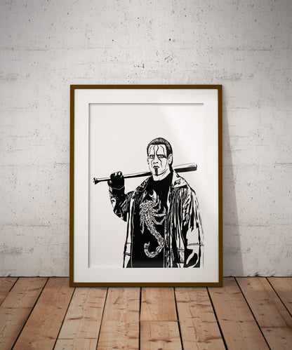 Sting Art Print | Old School Wrestling Decor | Goth Phase | Minimalist Pop Culture Wall Art