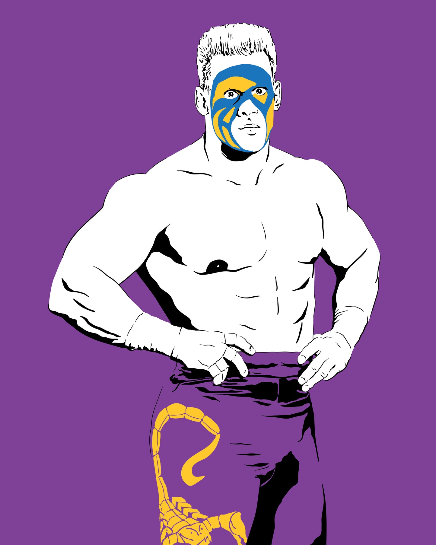 Sting Art Print | Old School Wrestling Decor | 80s Surfer Sting | Minimalist Pop Culture Wall Art