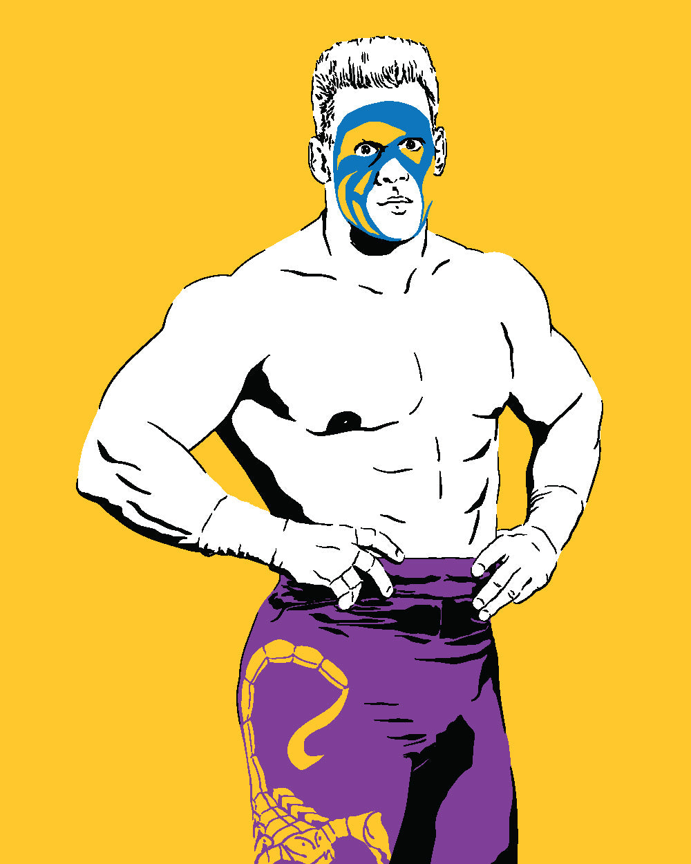 Sting Art Print | Old School Wrestling Decor | 80s Surfer Sting | Minimalist Pop Culture Wall Art