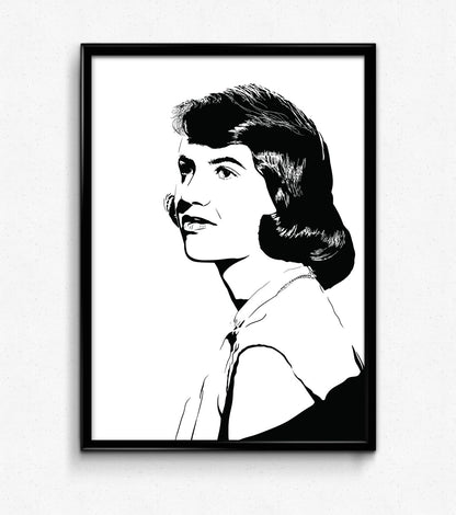 digital minimalist stencil illustration of author sylvia plath in portrait, framed art print