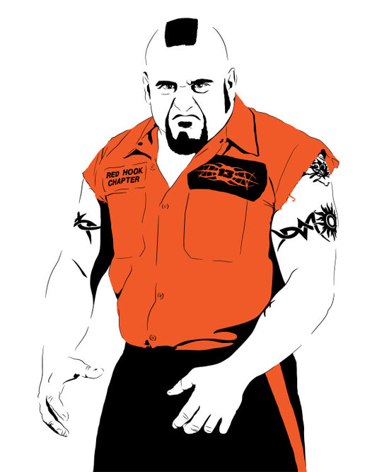 digital minimalist stencil illustration of professional wrestler tazz from ECW, WWE, and AEW