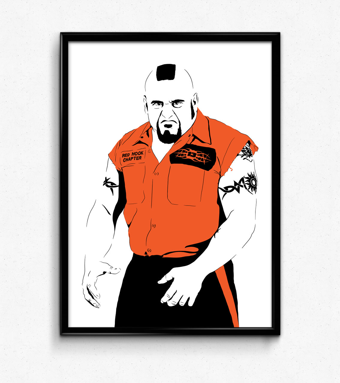 digital minimalist stencil illustration of professional wrestler tazz from ECW, WWE, and AEW, framed art print