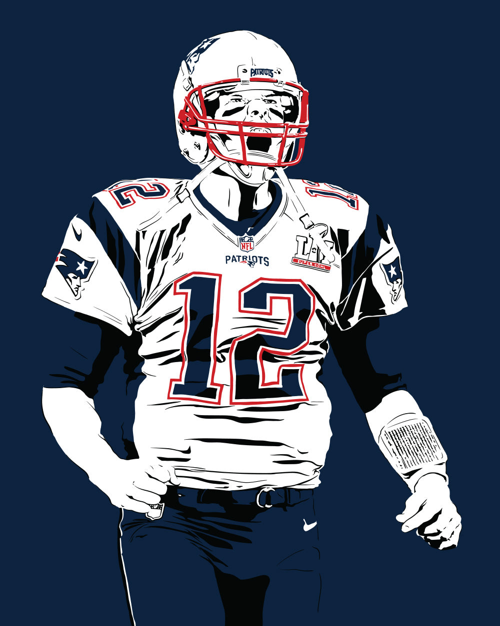 Tom Brady Art Print | Football Fan Decor | New England Patriots | Minimalist Pop Culture Wall Art