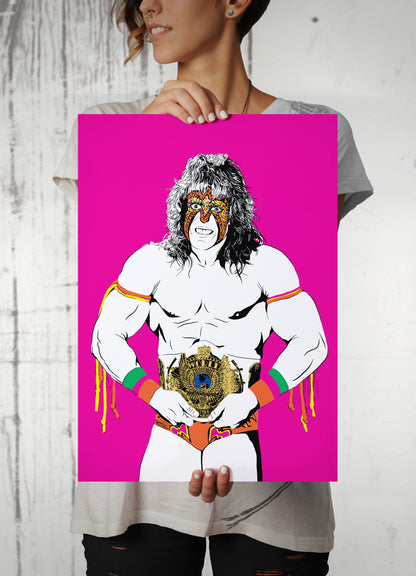 Ultimate Warrior Art Print | Old School Wrestling Decor | Minimalist Pop Culture Wall Art