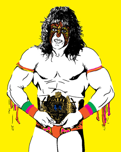 Ultimate Warrior Art Print | Old School Wrestling Decor | Minimalist Pop Culture Wall Art