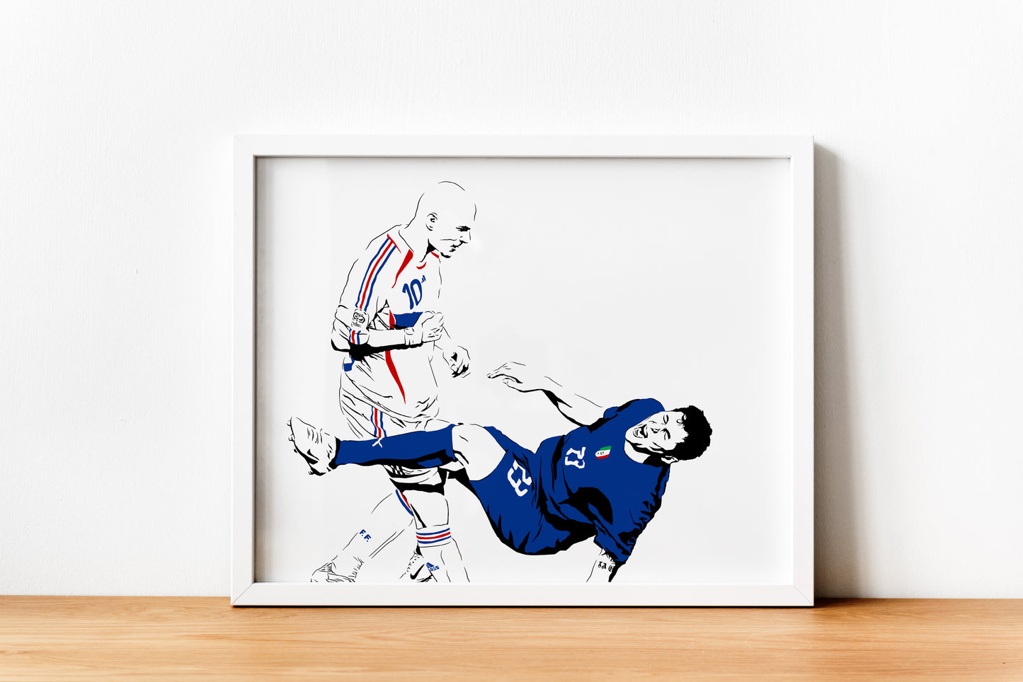 Zinedine Zidane Headbutting Marco Materazzi Art Print | Team Italy Football Decor | Minimalist Pop Culture Wall Art