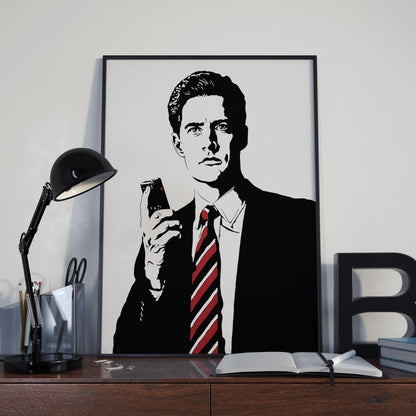 Agent Dale Cooper Art Print | Twin Peaks Hero | David Lynch Decor | Minimalist Pop Culture Wall Art