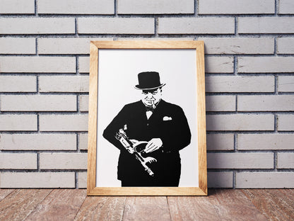 Winston Churchill Art Print | British History Decor | Tory Prime Minister | Minimalist Pop Culture Wall Art