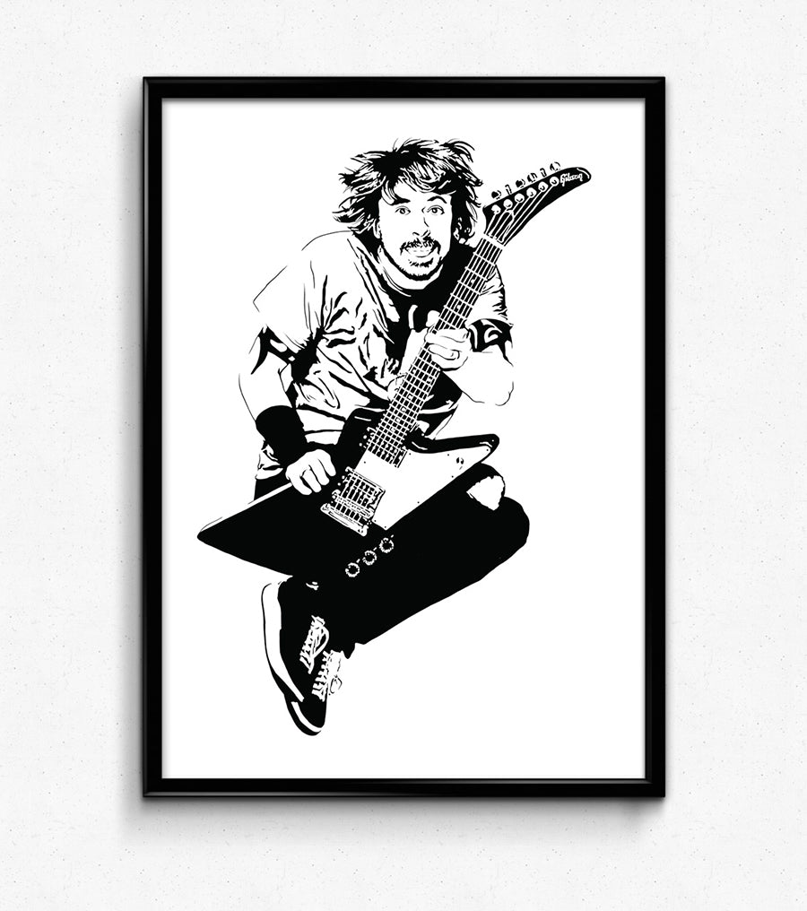 Dave Grohl Art Print | Rock Music Lover Decor | Guitar Legend | Minimalist Pop Culture Wall Art