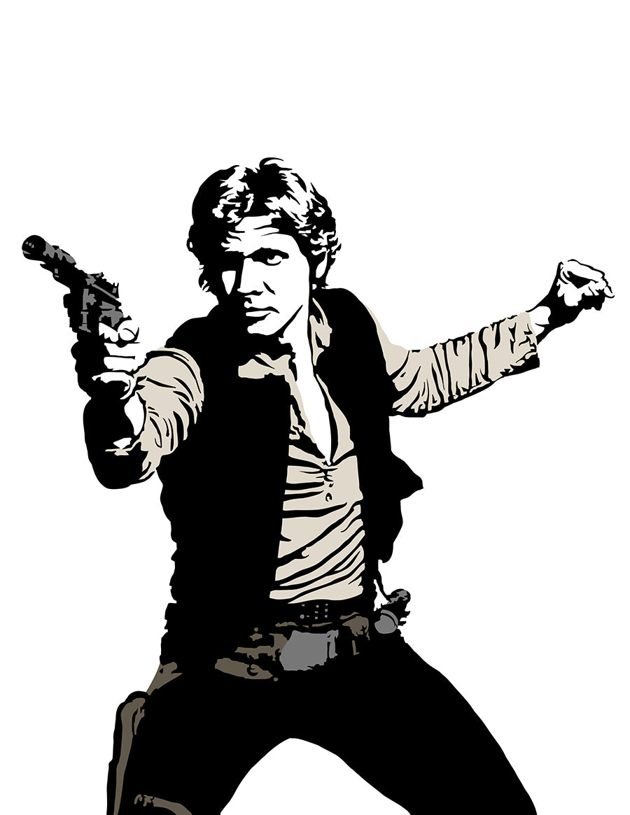 digital illustration of han solo played by harrison ford minimalistic art print