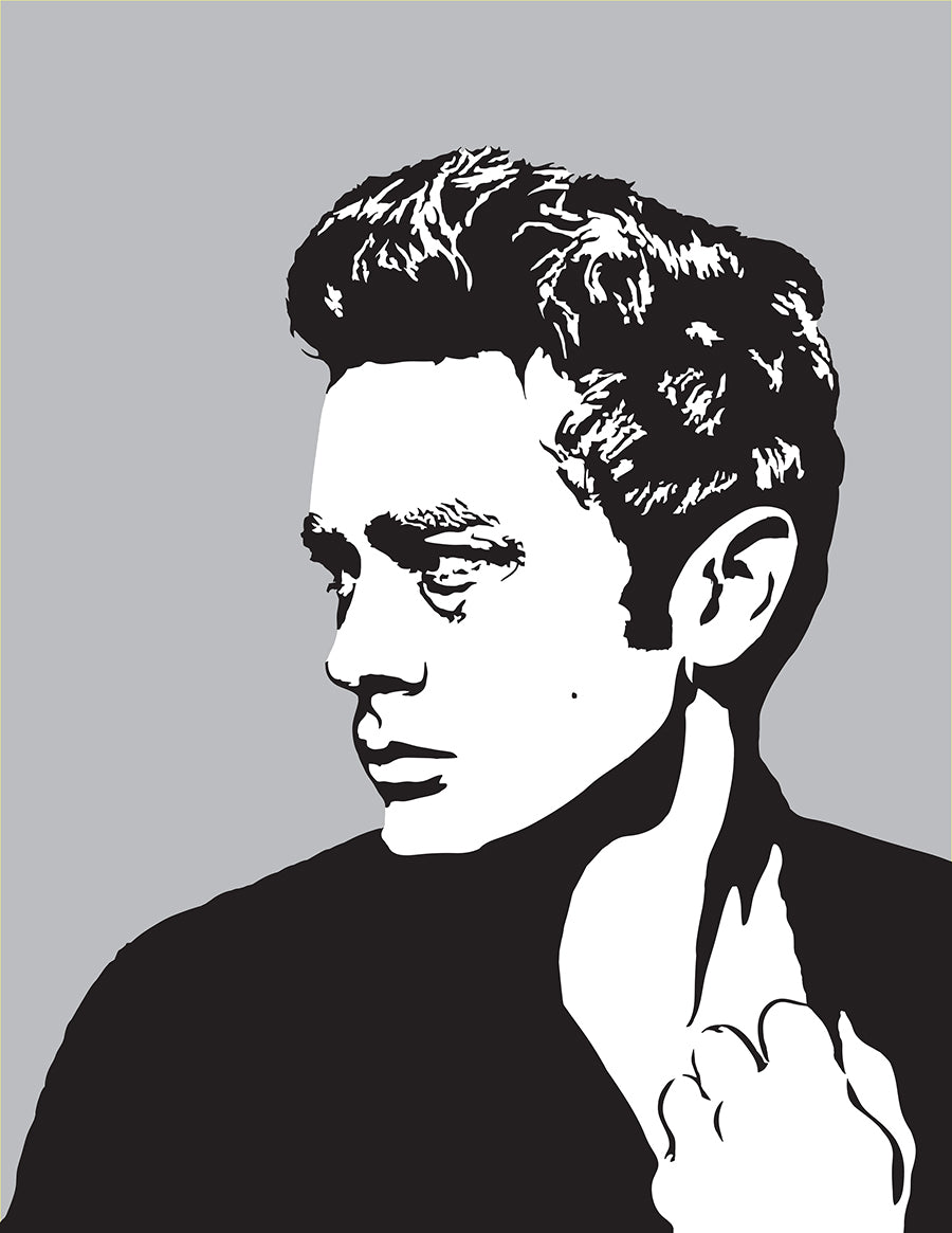 digital minimalist stencil illustration of james dean from rebel without a cause old hollywood