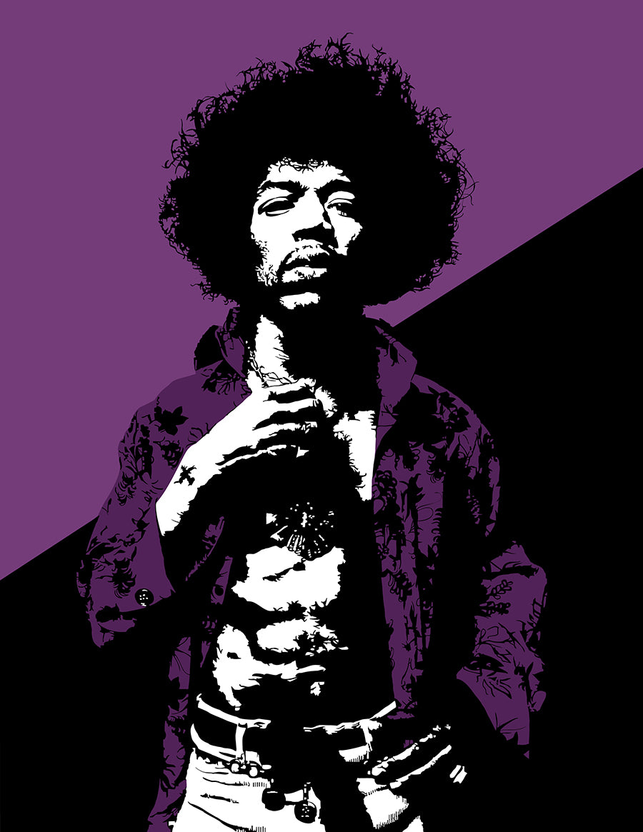 Jimi Hendrix Art Print | Rock Music Decor | Guitar God | Minimalist Pop Culture Wall Art