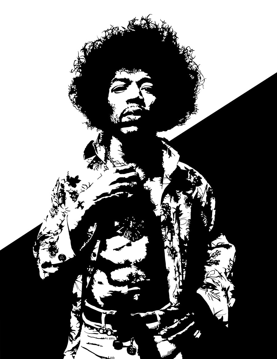 Jimi Hendrix Art Print | Rock Music Decor | Guitar God | Minimalist Pop Culture Wall Art