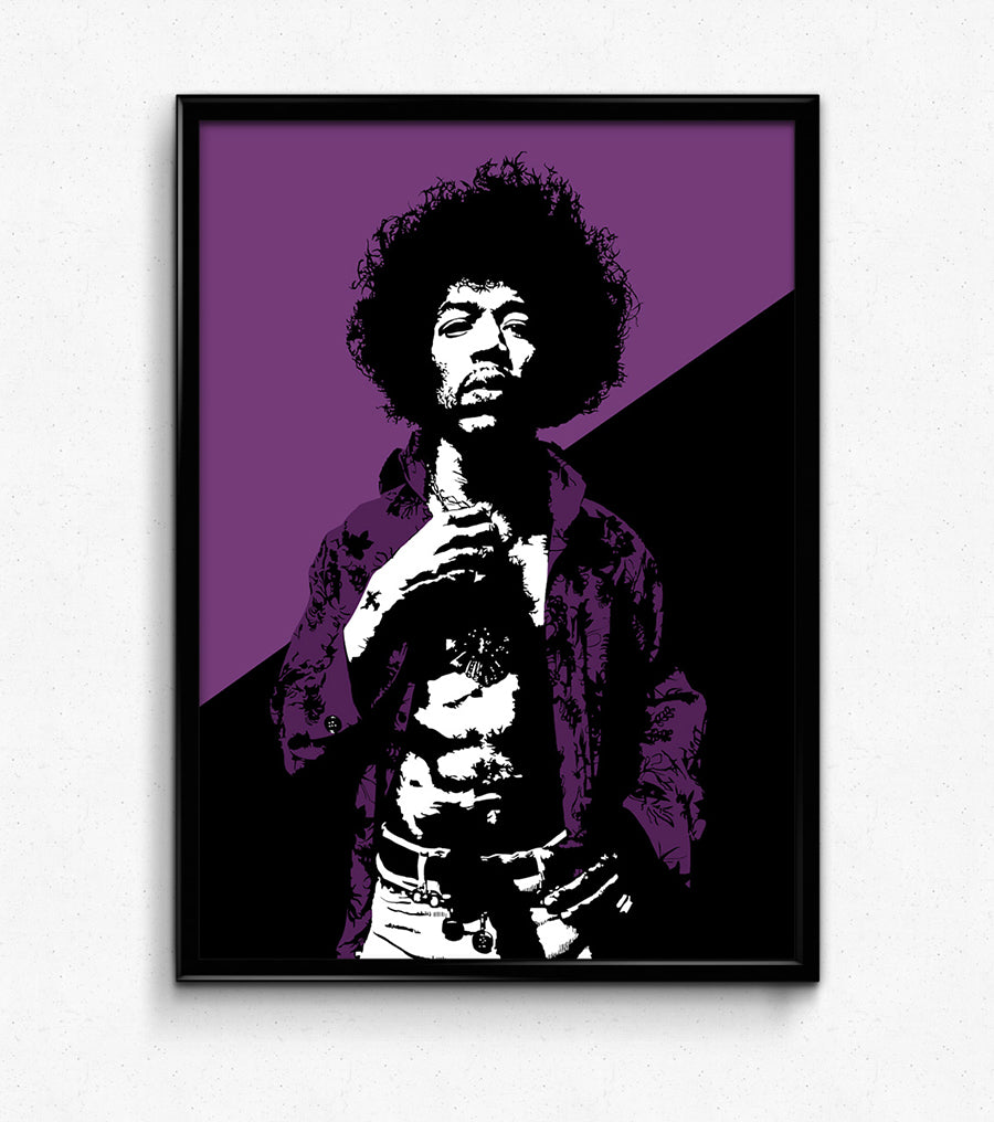 Jimi Hendrix Art Print | Rock Music Decor | Guitar God | Minimalist Pop Culture Wall Art