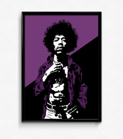 Jimi Hendrix Art Print | Rock Music Decor | Guitar God | Minimalist Pop Culture Wall Art