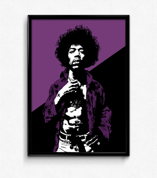 Jimi Hendrix Art Print | Rock Music Decor | Guitar God | Minimalist Pop Culture Wall Art